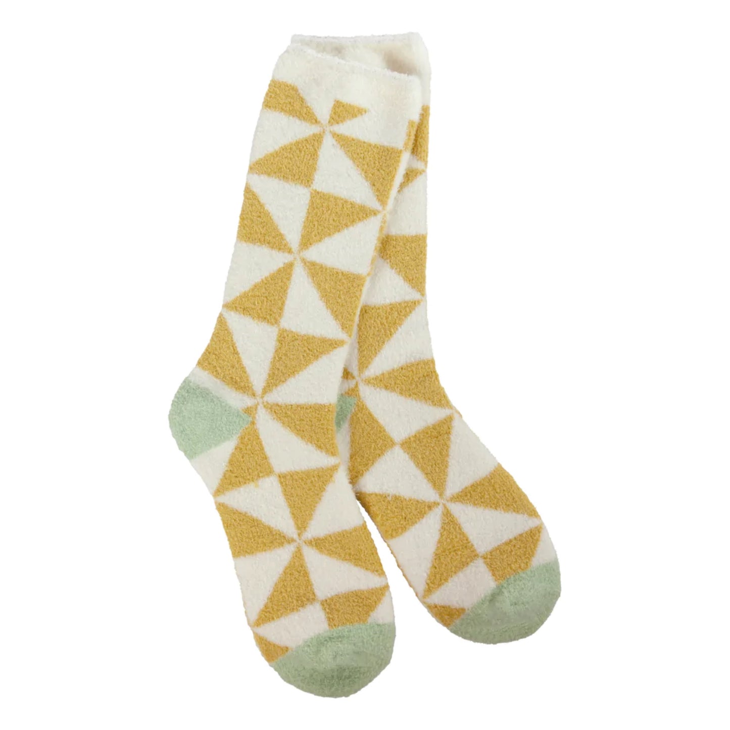 Cozy Collection Fuzzy Socks- Triangle Gold