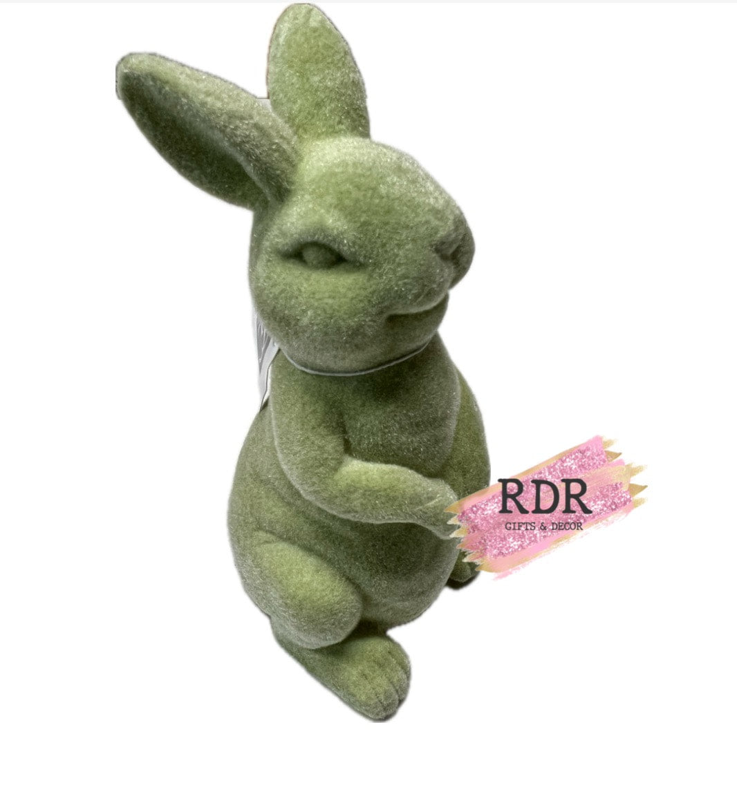 Polystone Velvet Easter Rabbit Figure