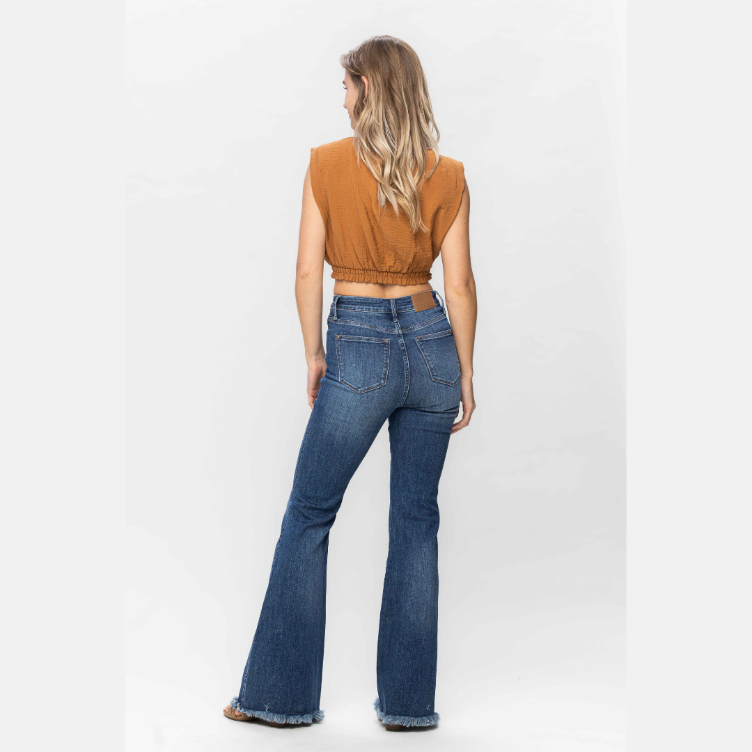 Judy Blue High Waist Tummy Control Fray Hem Flare