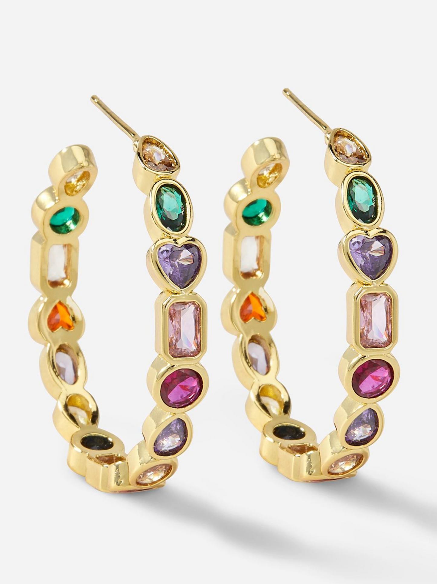 Crystal Embellished Gold Hoop Earrings