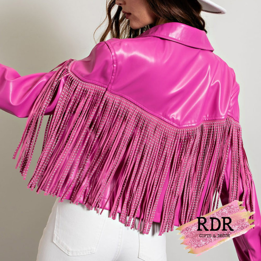 Concert Studded Fringe Leather Jacket