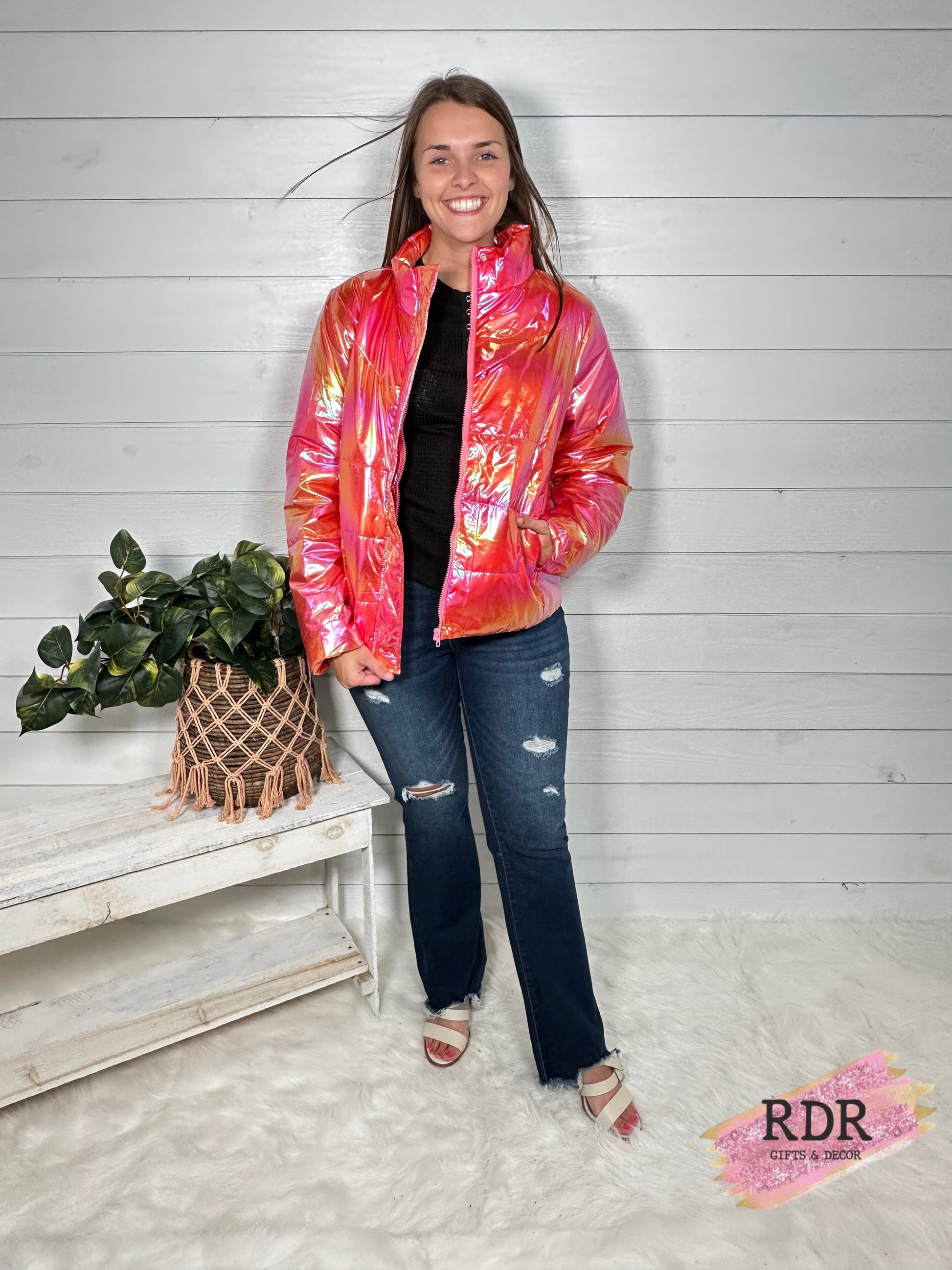 Hot Pink Glossy Quilted Puffer Jacket