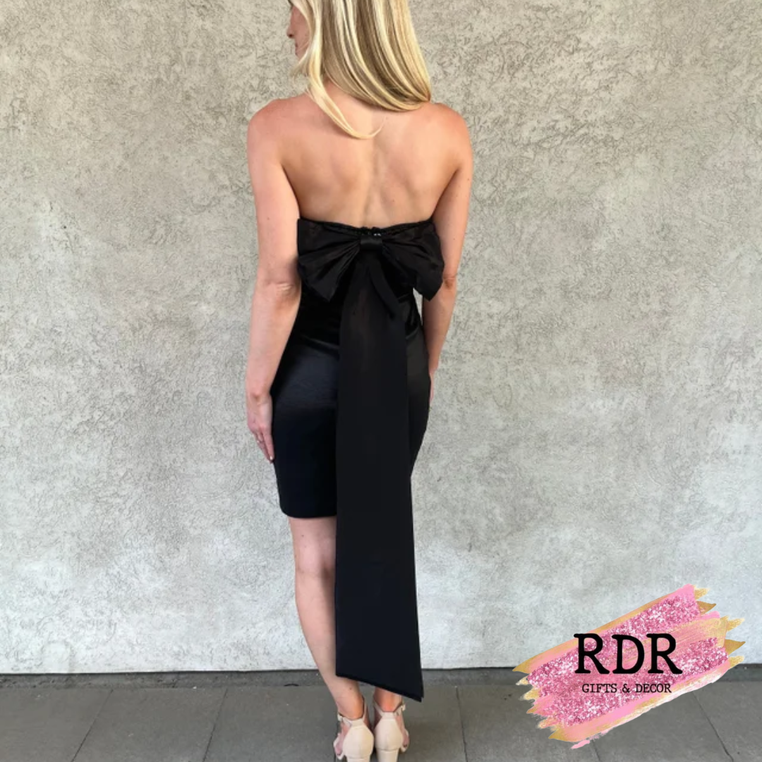 Bow Back Sleeveless Taffeta Dress