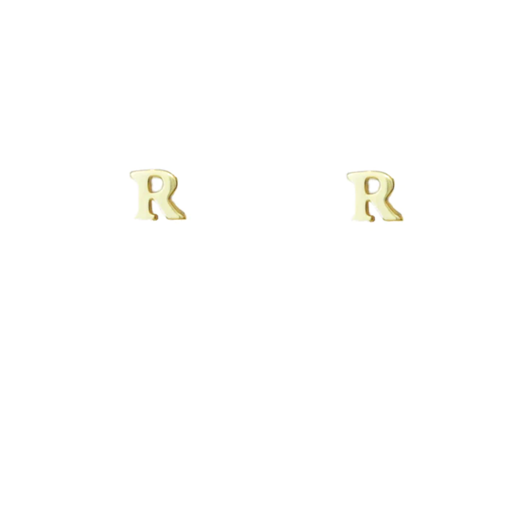 Sterling Gold Block Letter Initial Earring