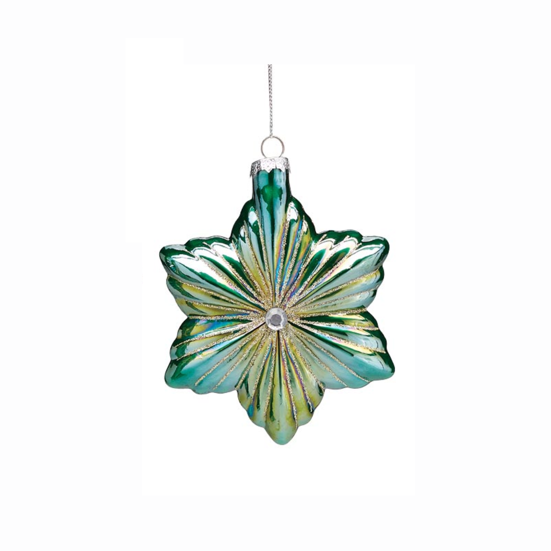 Teal And Silver Iridescent Ornament