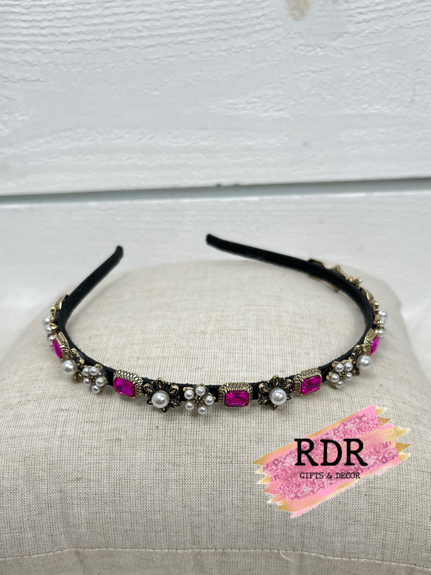 Thin Headband With Crystals & Pearls