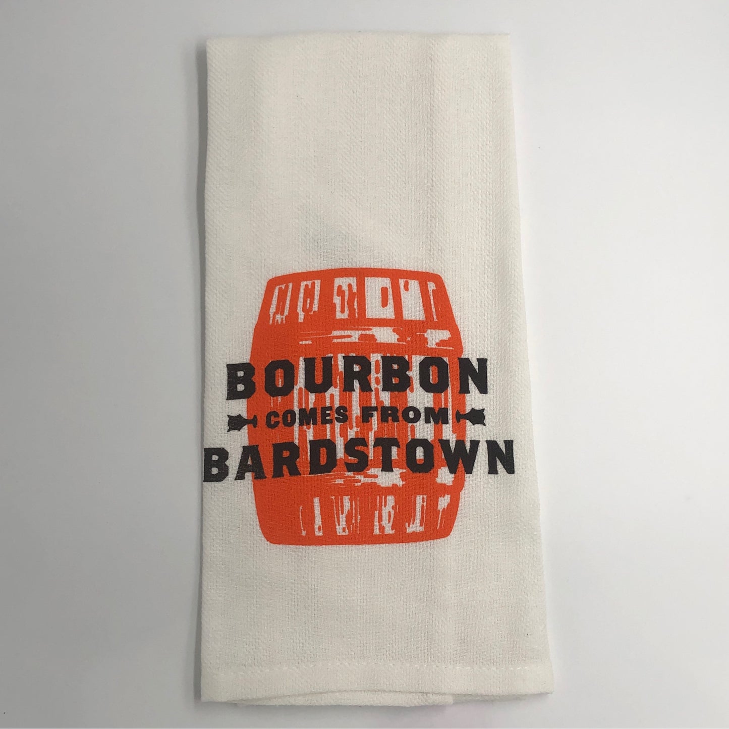 Bourbon Comes From Bardstown Tea Towel