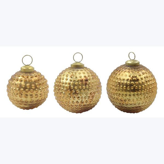 Gold Glass Christmas Ornaments With Dots