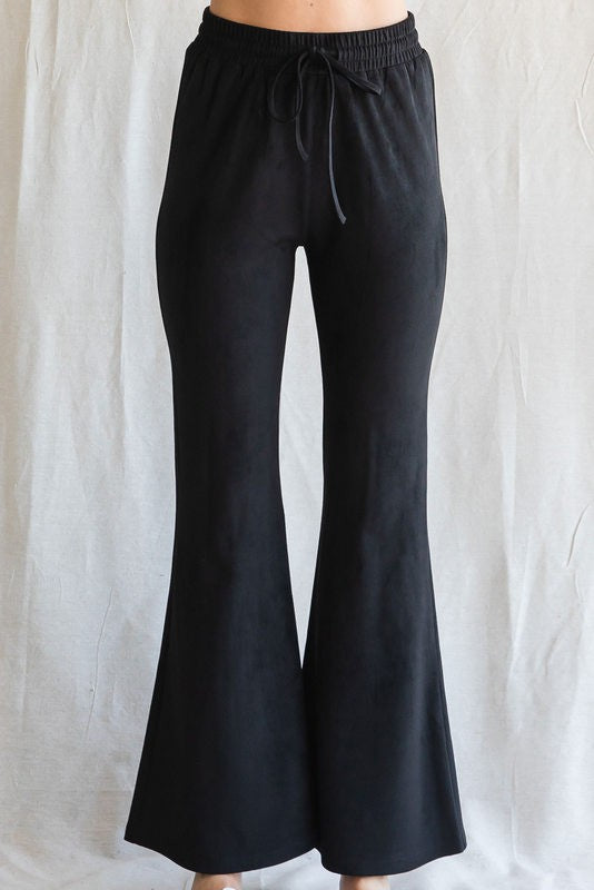 Faux Suede Flare Pants