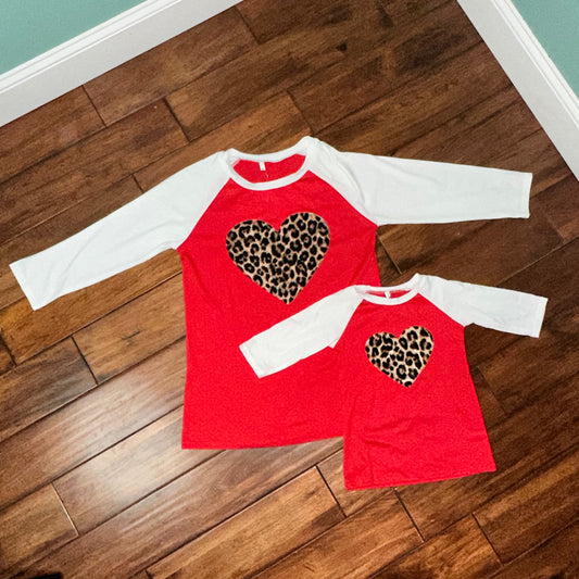 Raglan Leopard Heart Shirt