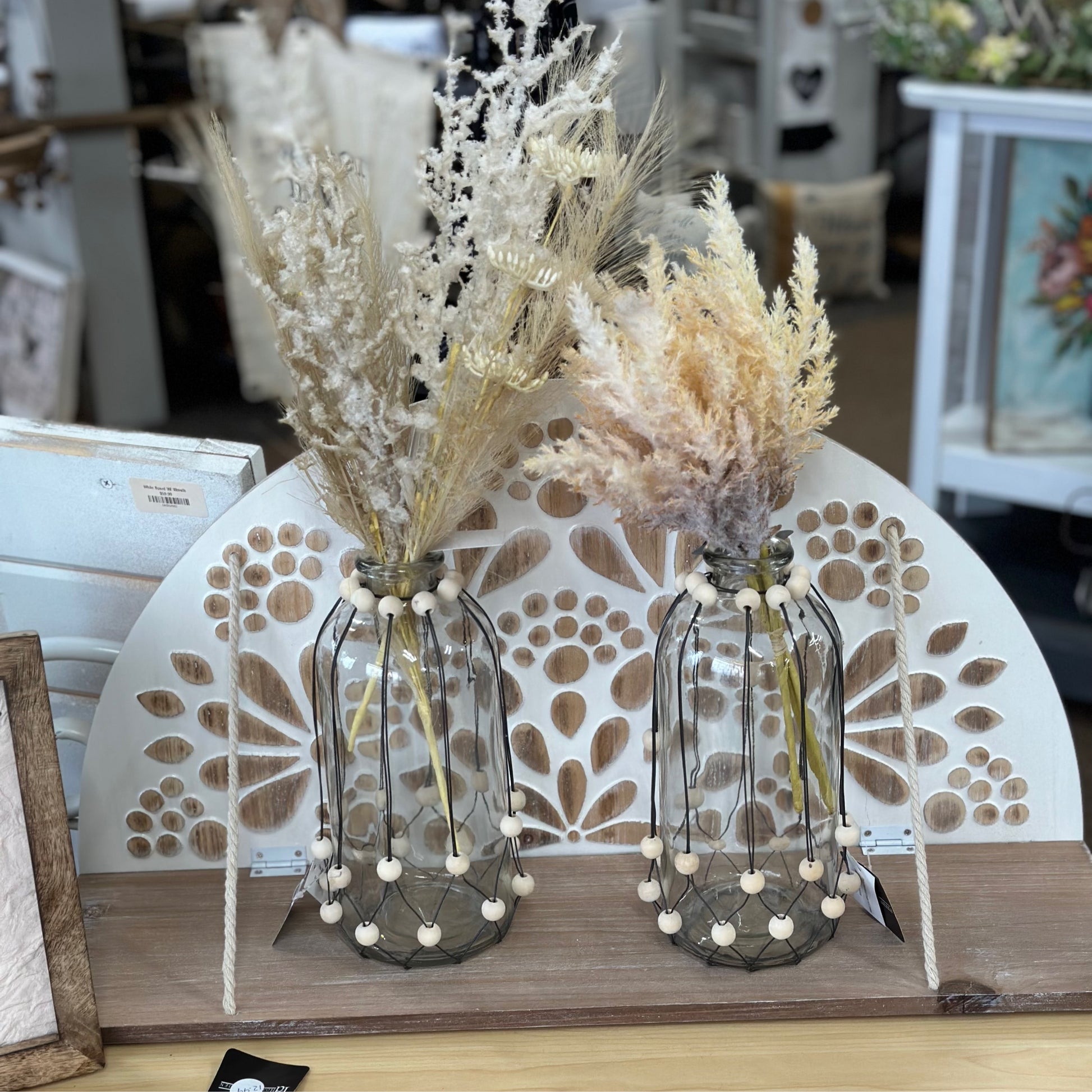 Mandala Wooden Shelf With Hooks