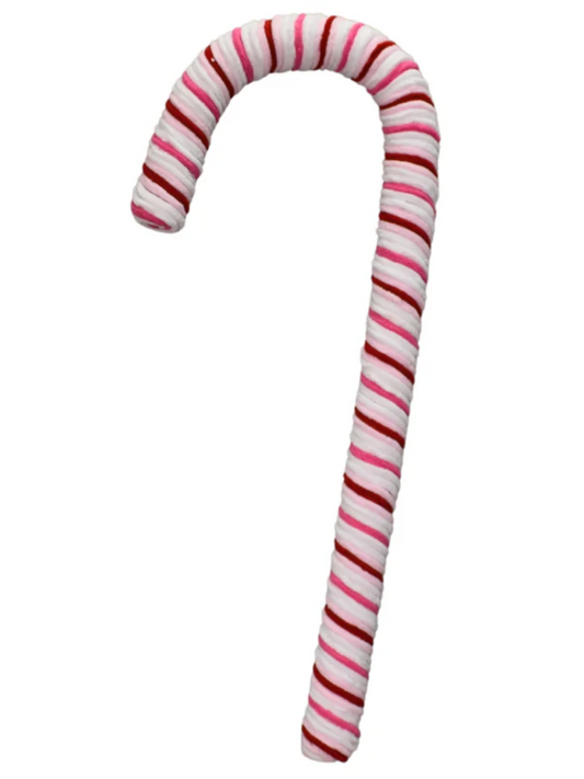 Chenille Peppermint Christmas Candy Cane- Pink/Red/White