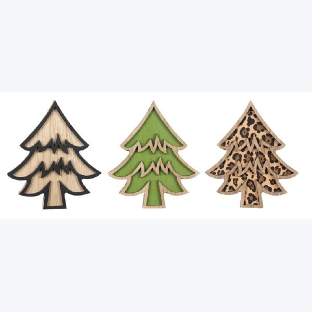 Wood Christmas Leopard Tabletop Sign