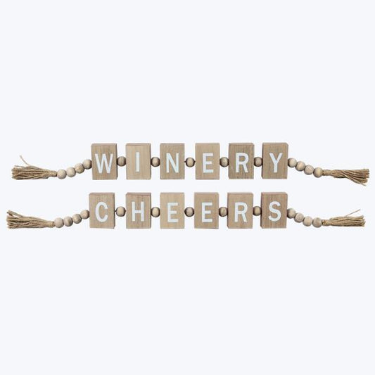 Wood Wine Tabletop String Block Sign