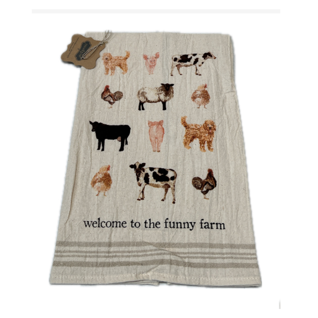 Mud Pie Farm Animals Tea Towel