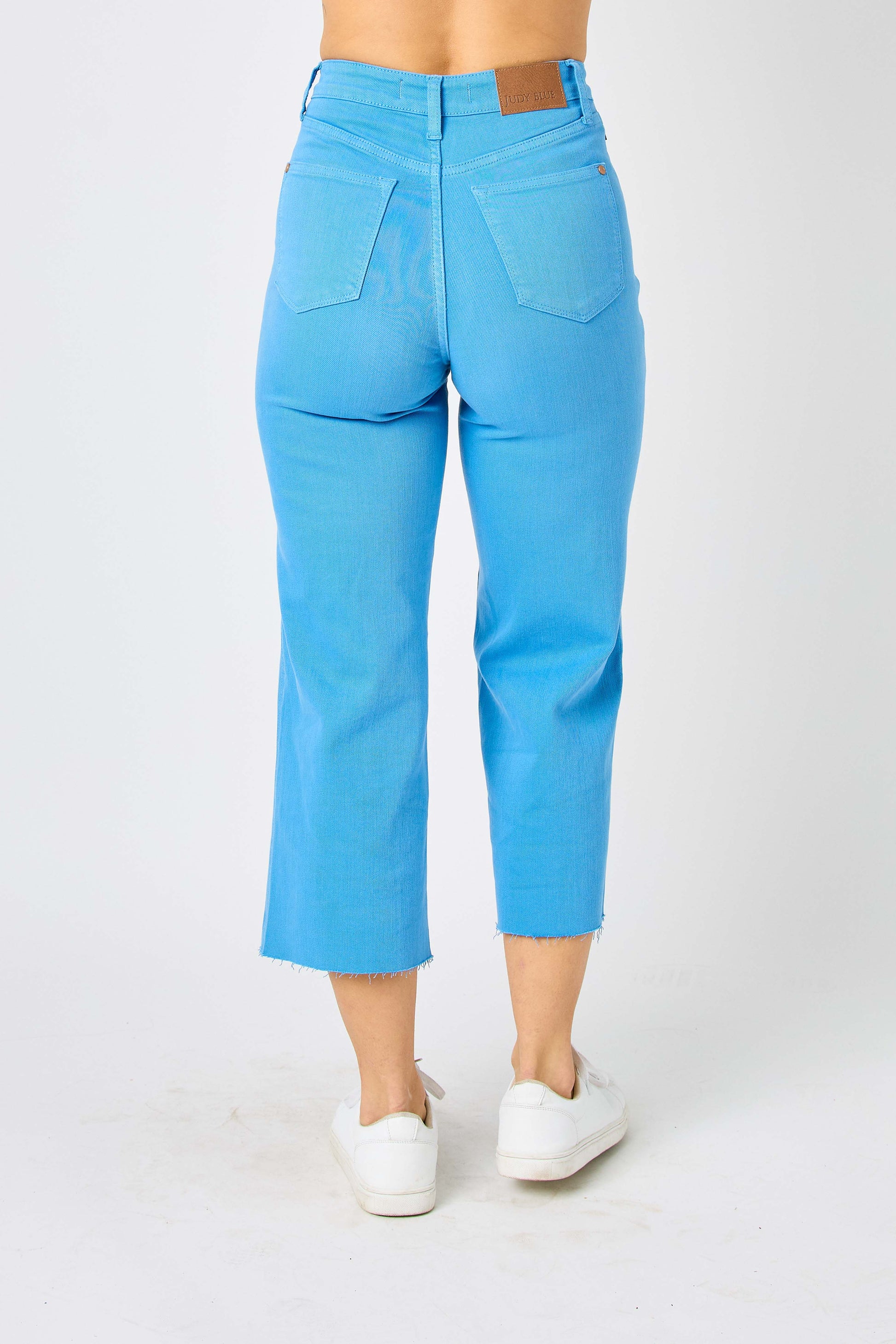 Judy Blue Sky Blue High Waist Tummy Control Wide Leg Cropped Jeans