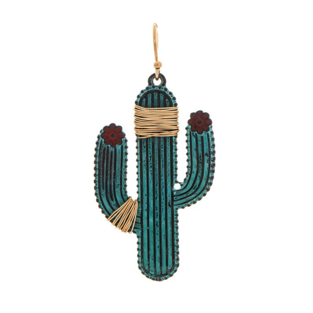 Patina Mix Wrapped Cactus Earring