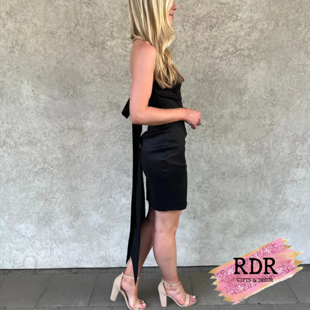 Bow Back Sleeveless Taffeta Dress