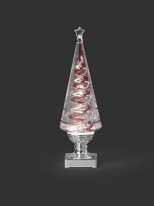 Roman 14" Lighted Acrylic Swirl Red Spiral Tree