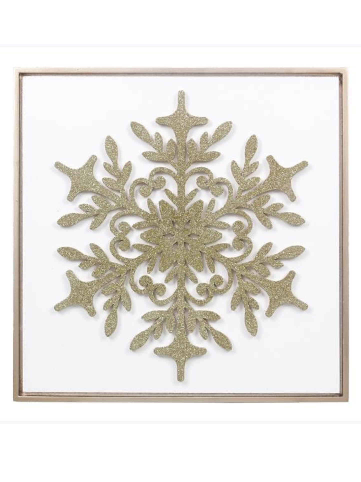 Gold Christmas Snowflake Picture With Glittered Cutout