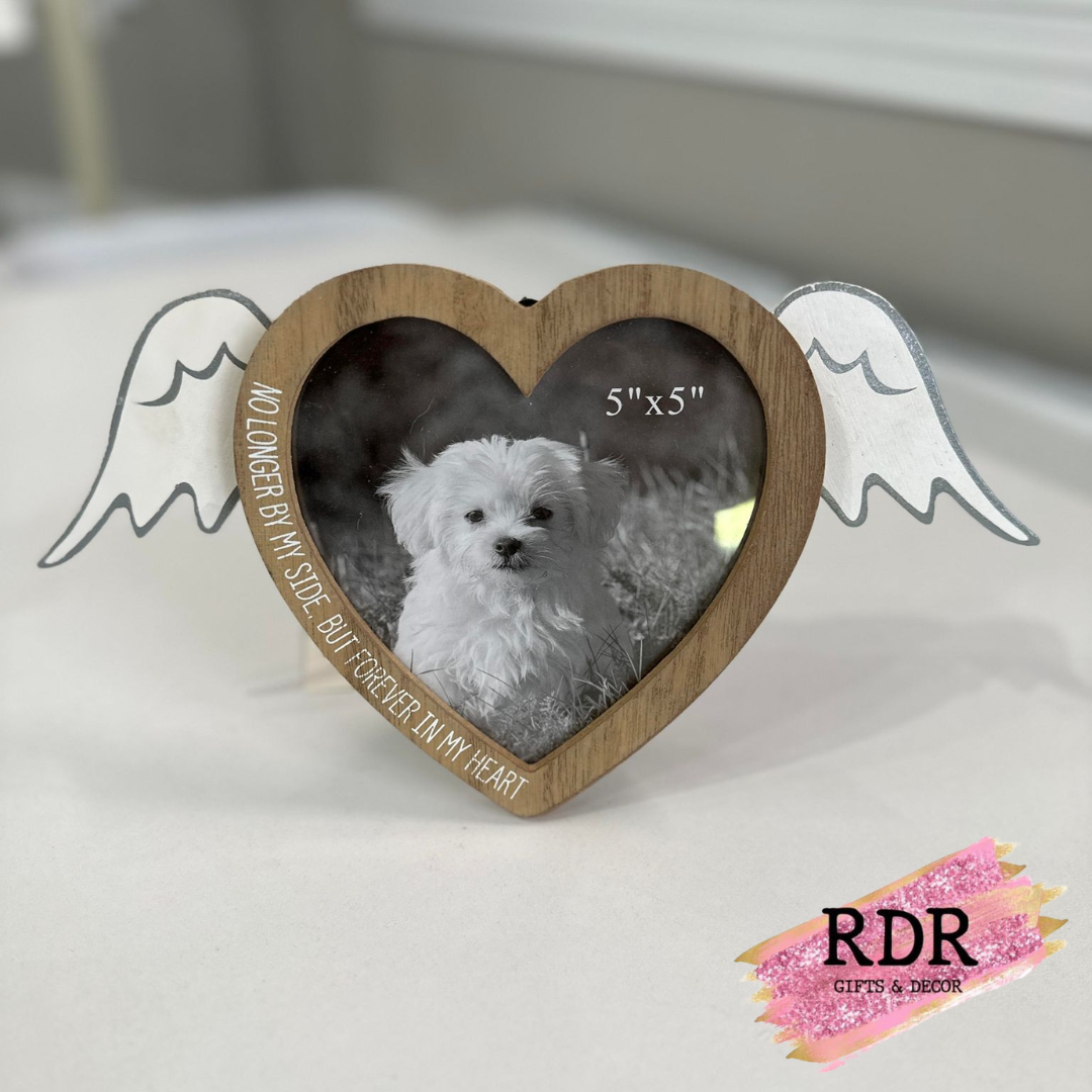 Wood Heart Pet Memorial Picture Frame