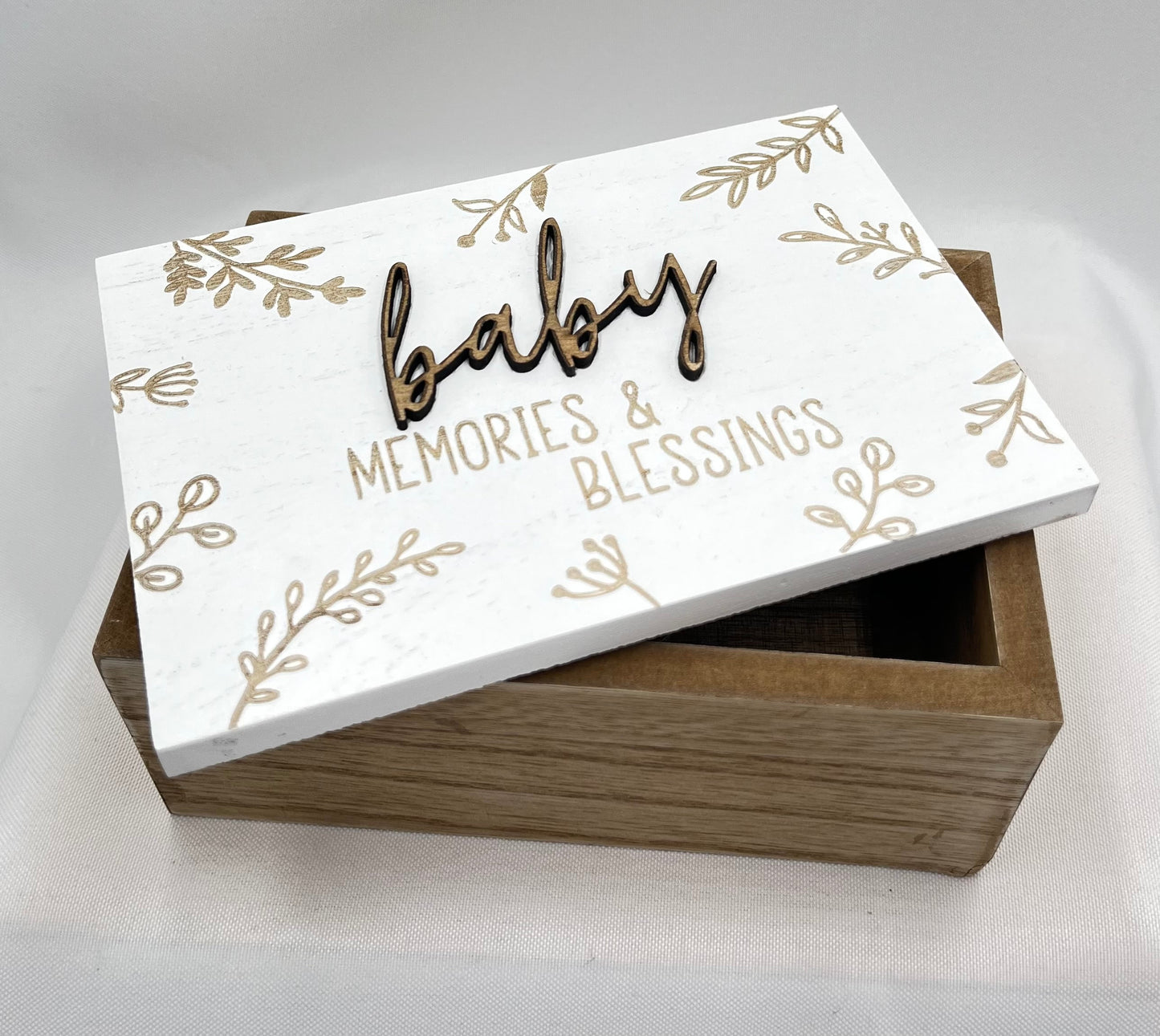 Baby Memories & Blessing Small Wood Keepsake Box