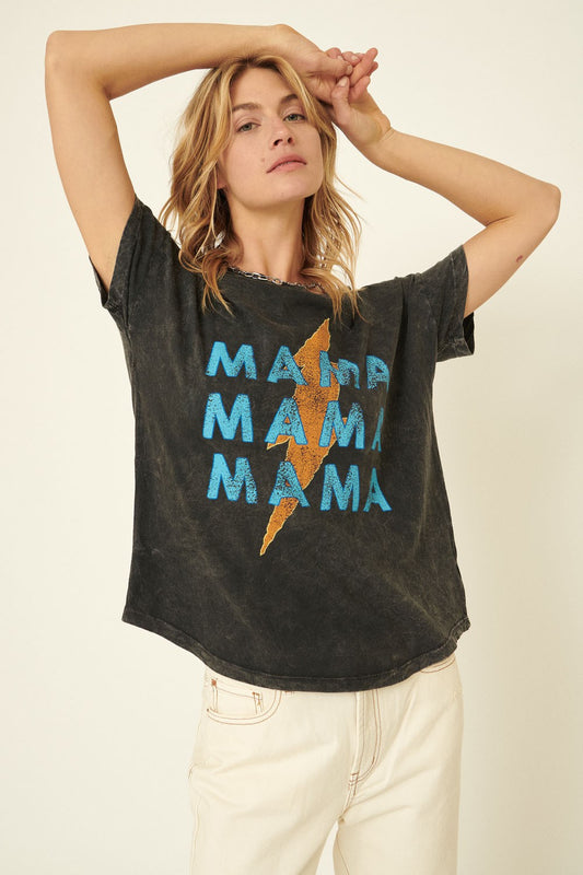 Charcoal Mineral Washed Short Sleeve  Mama Mama Mama