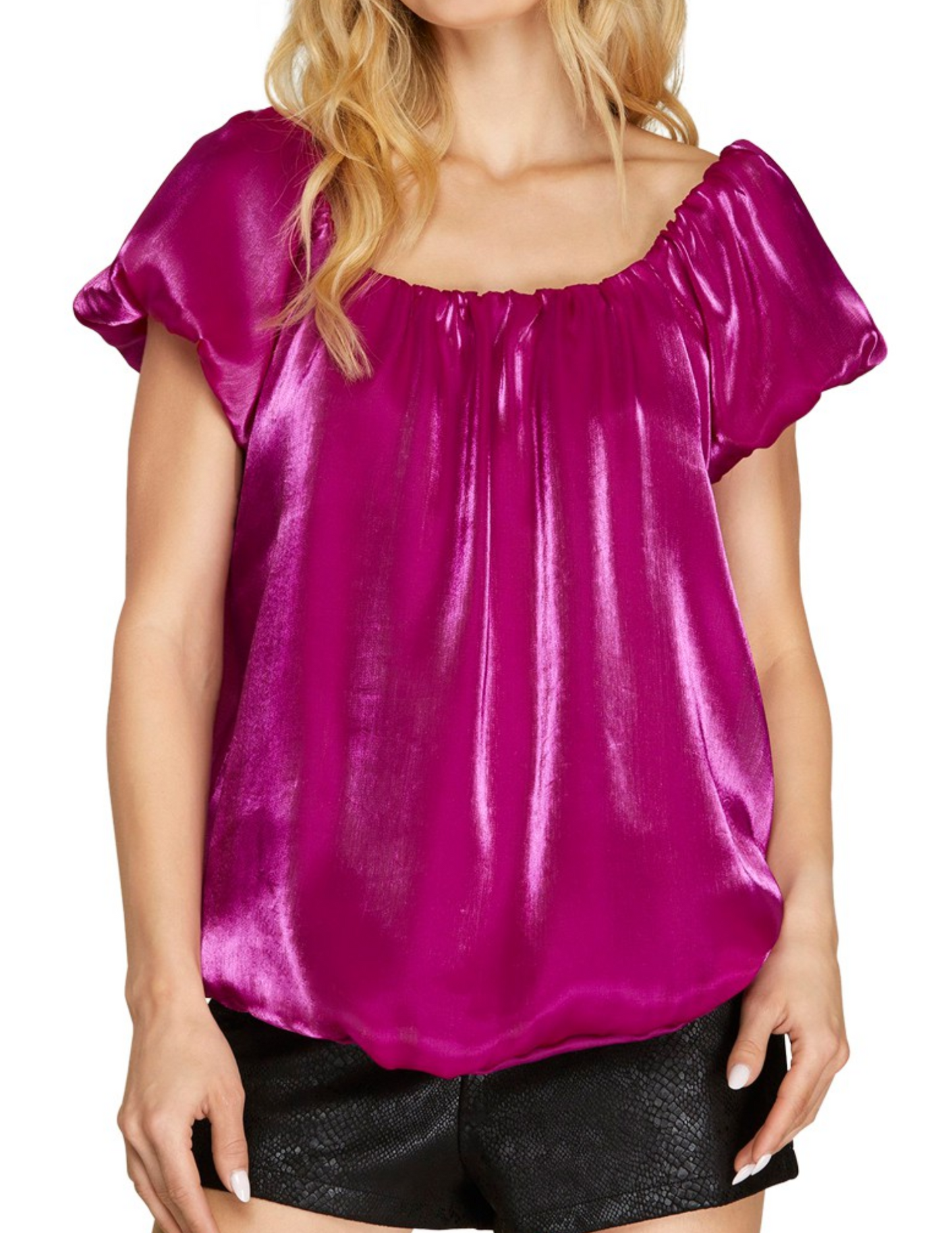 Puff Short Sleeve Organza Top