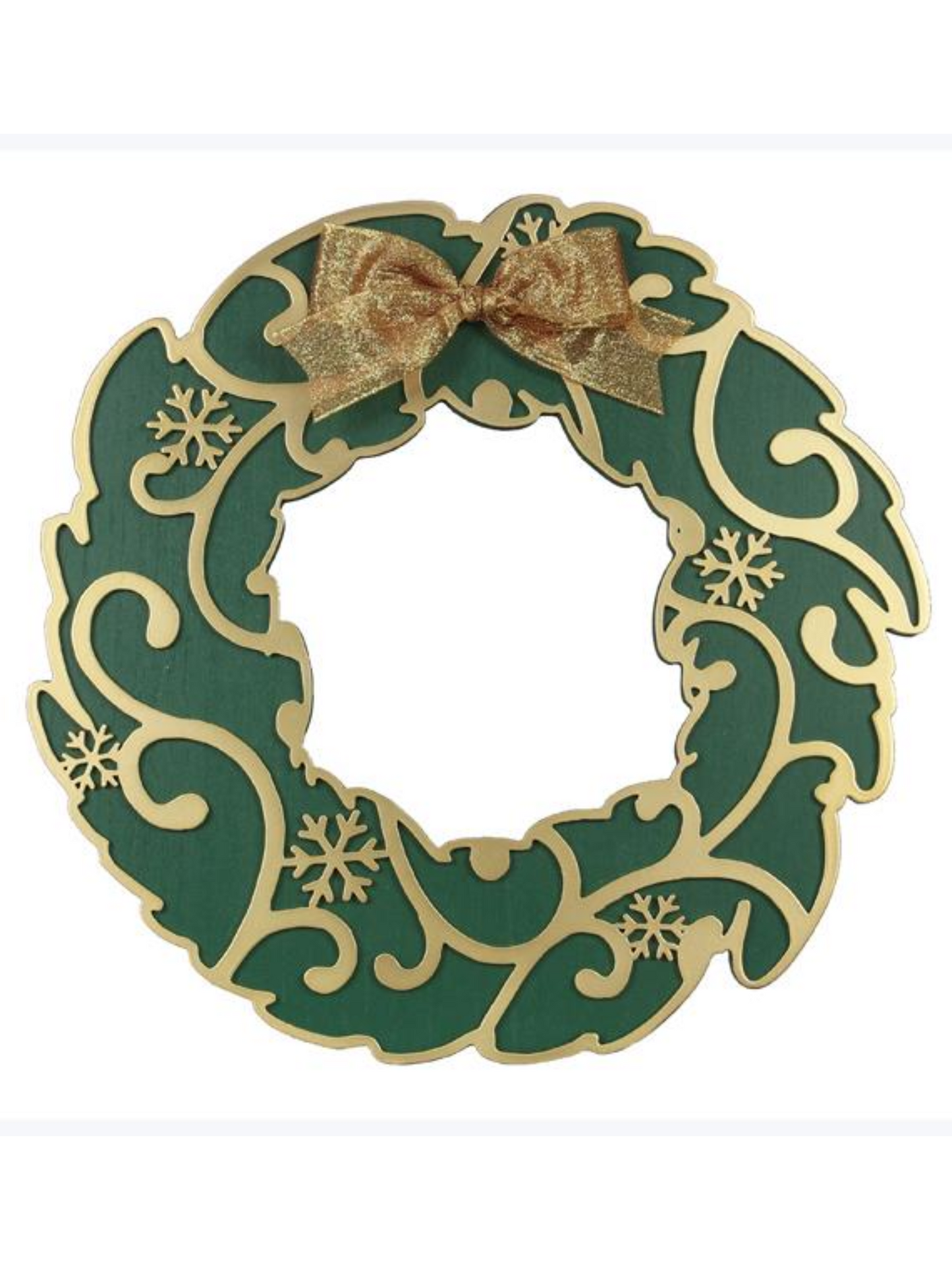 Green & Gold Laser Cut Wood Christmas Wreath