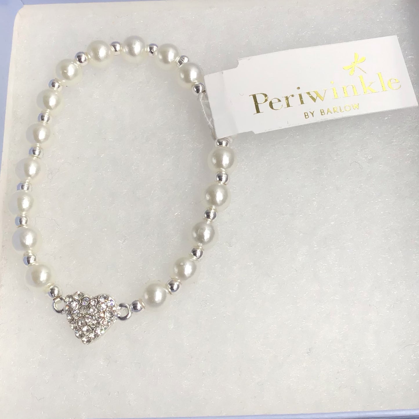 Pearl With Crystal Heart Little Love Bracelet Boxed