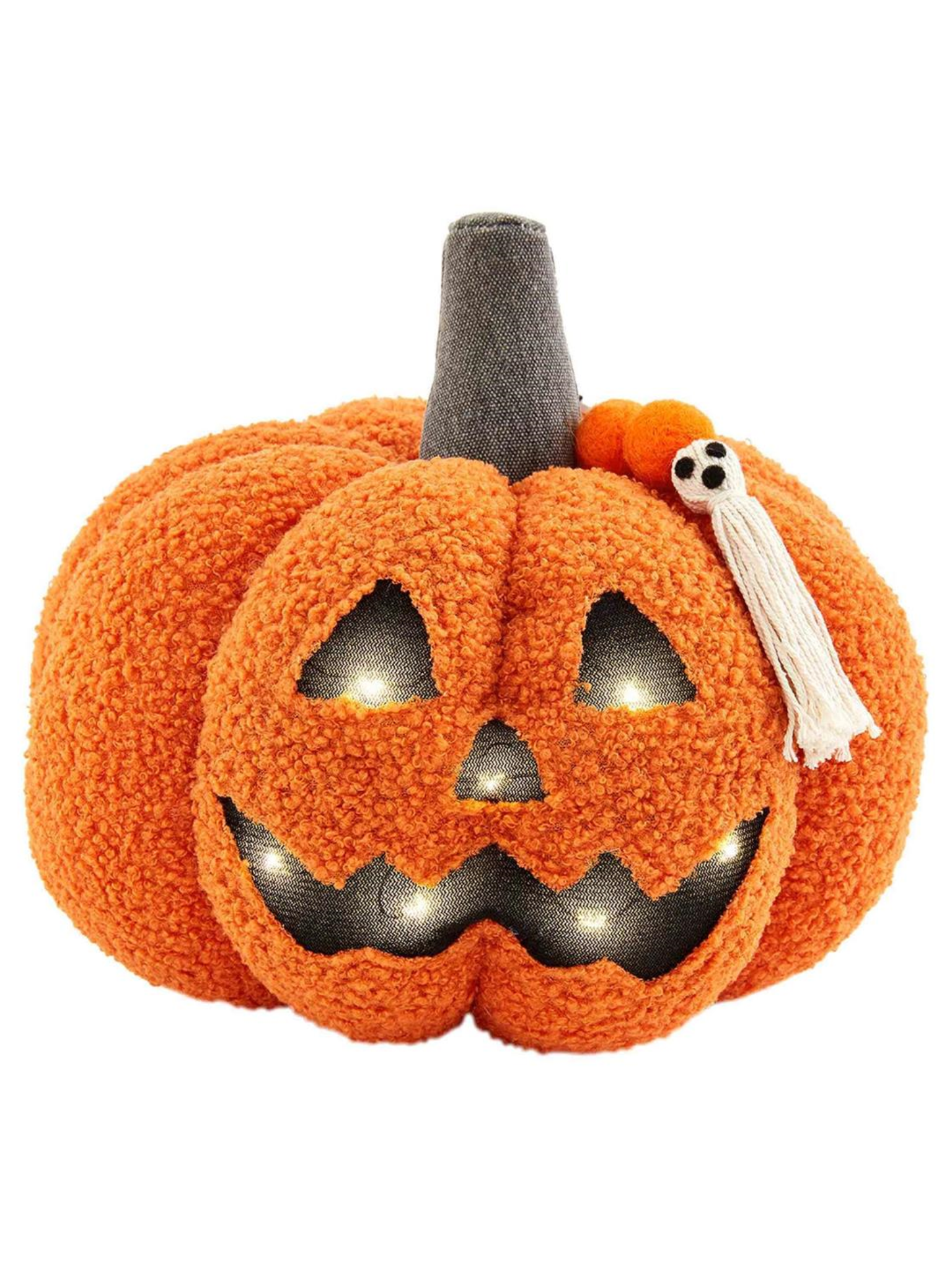 Mud Pie Sherpa Jack-O-Lantern Pillow, 8 x 9