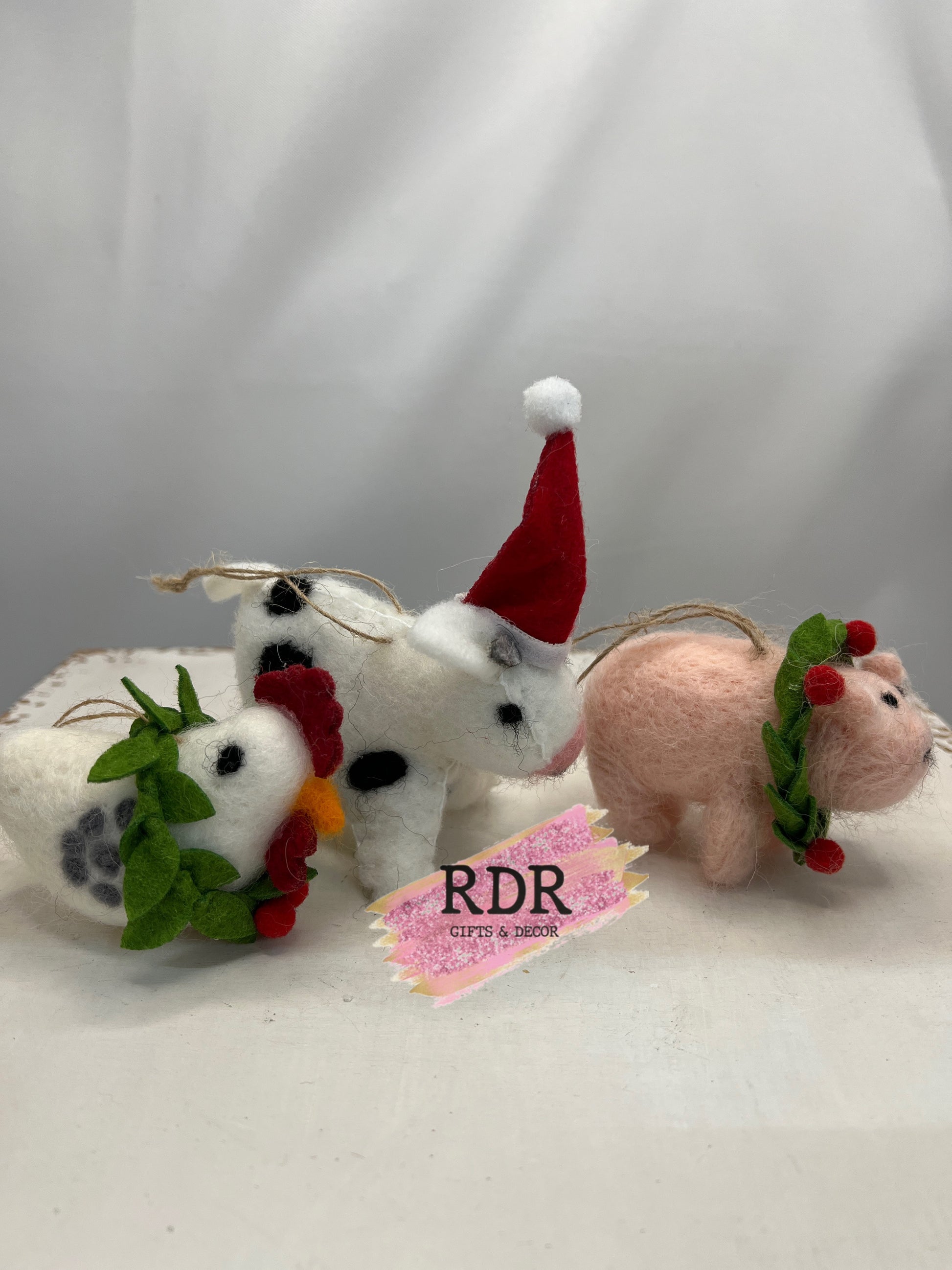 Mud Pie Boxed Farm Felt Ornaments