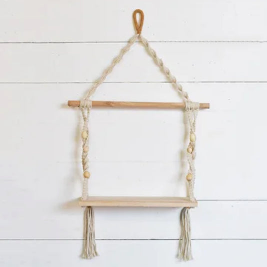 Hanging Wood &amp; Rope Wall Decor