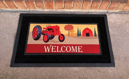 Welcome Red Tractor Doormat Insert