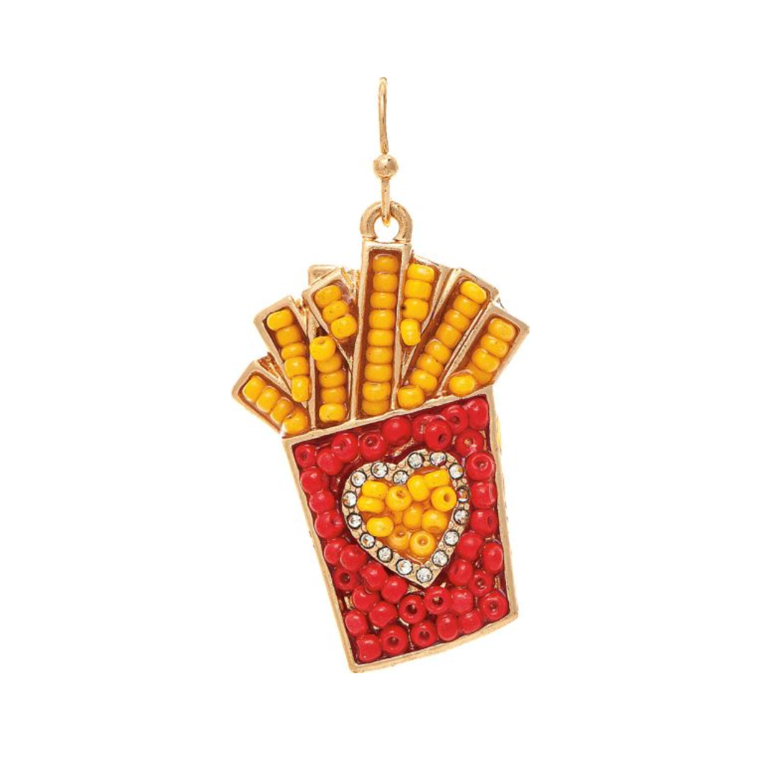 Multicolor Beaded French Fries Earring