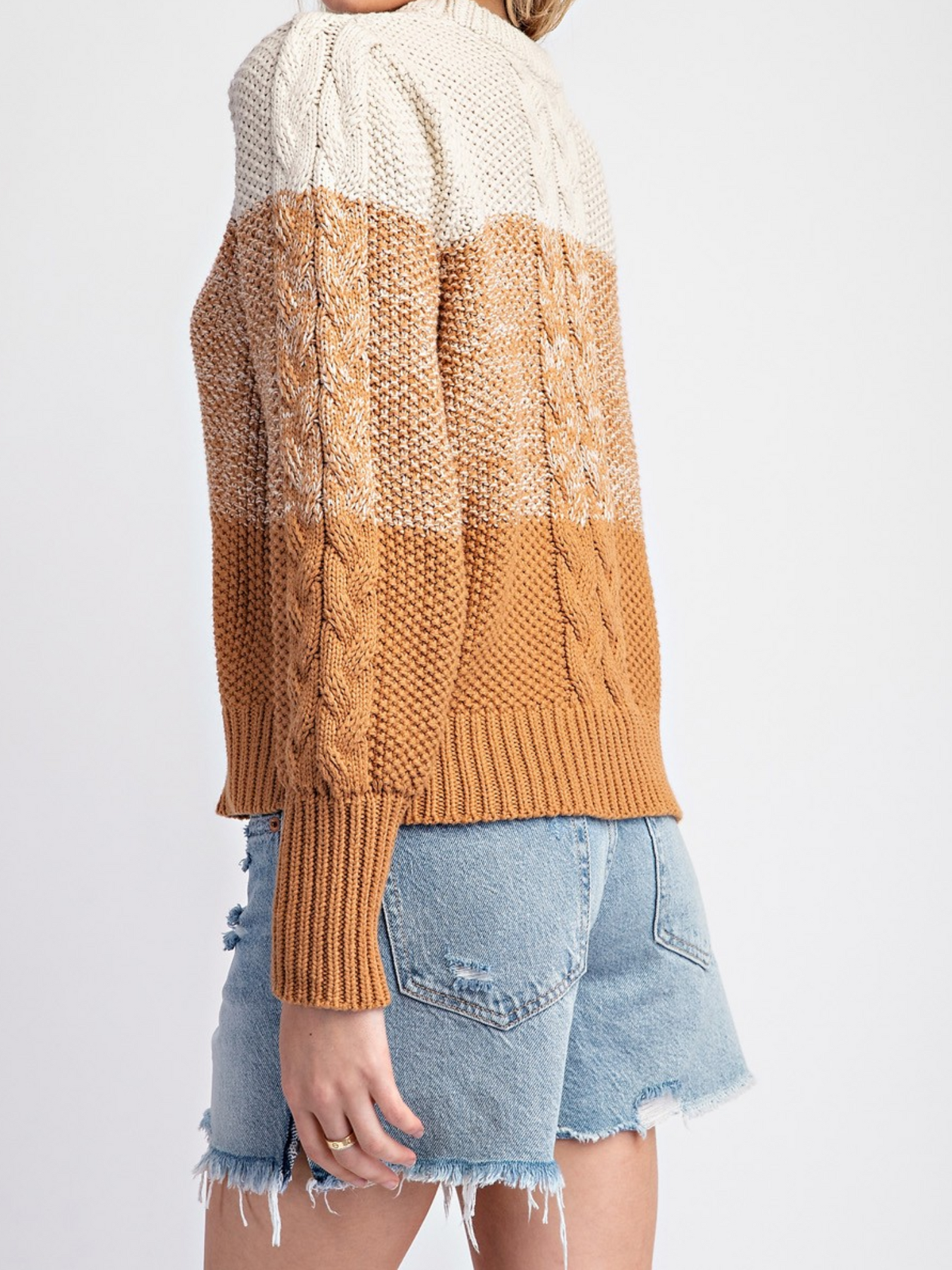 Camel Ombre Cable Knit Sweater