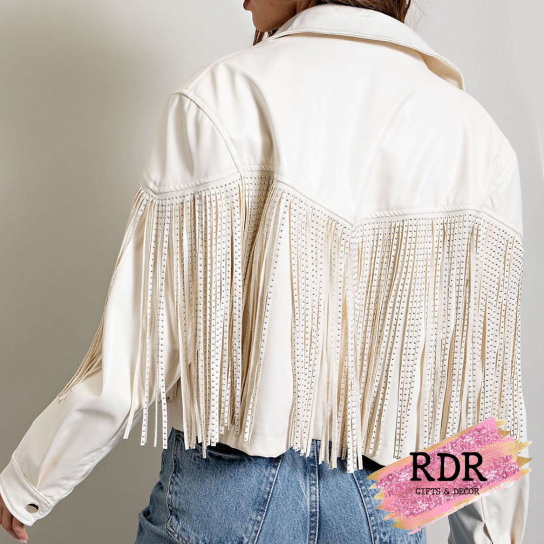 Concert Studded Fringe Leather Jacket