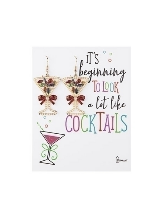 Cocktail Earrings With Gold, Gems, & Pearls