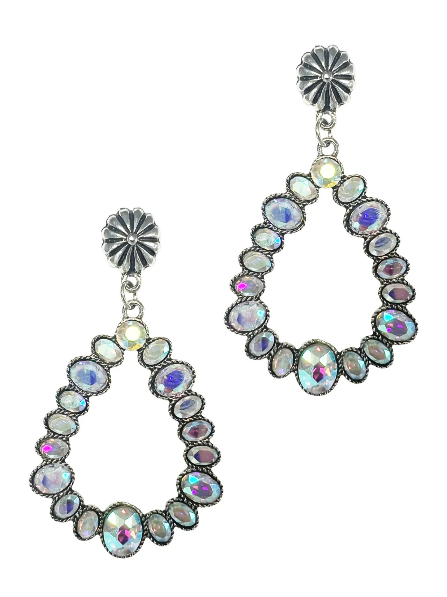 Southern Grace Glowing Perfection Silver Earrings with AB Crystals