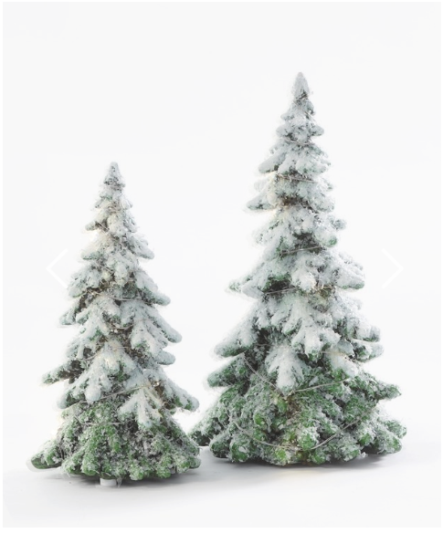 Snow Covered LED Tree - Set of 2