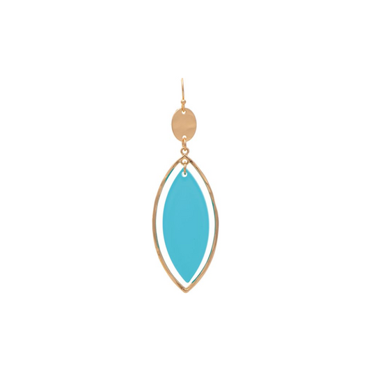 Gold Blue Ellipse Framed Earring