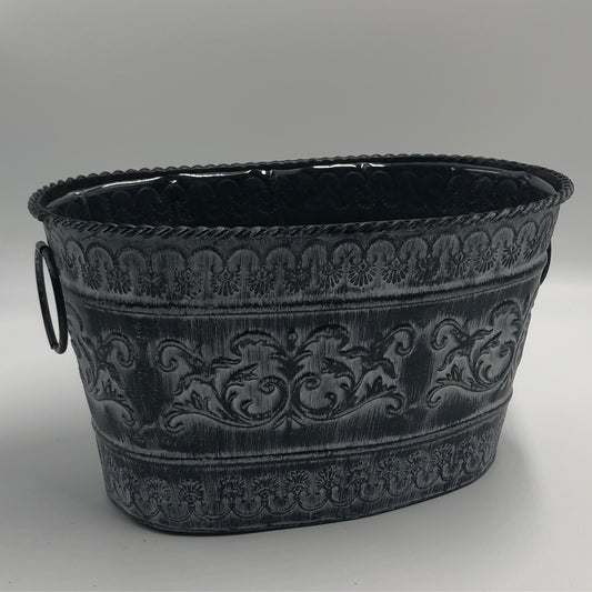 Medium Black/Grey Oval Planter