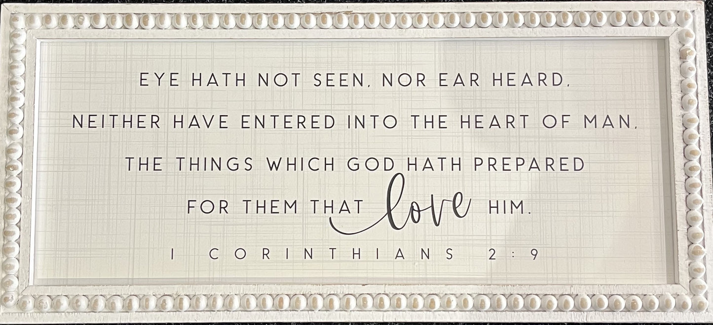 1 Corinthians White Raised Bead Sign