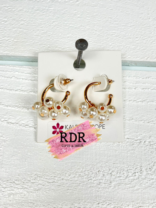 Gold Pearl Tassel Hoop Earrings