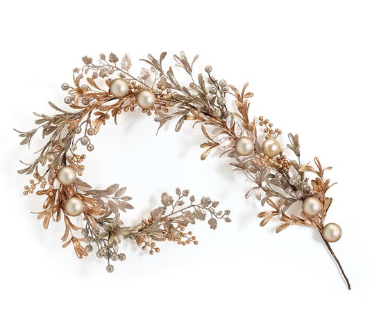 Gold And Champagne With Round Balls Christmas Garland