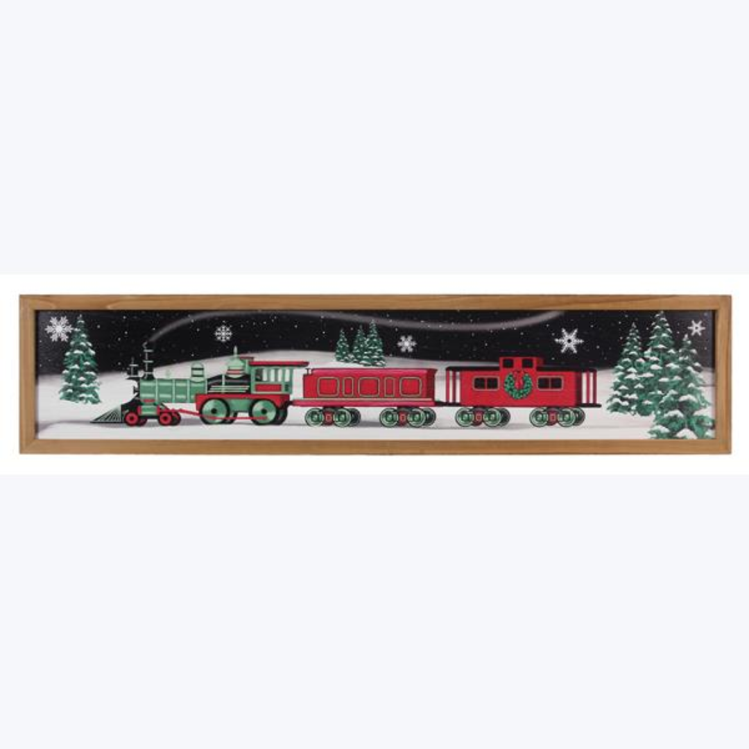 Wood Country Christmas Train Wall Art