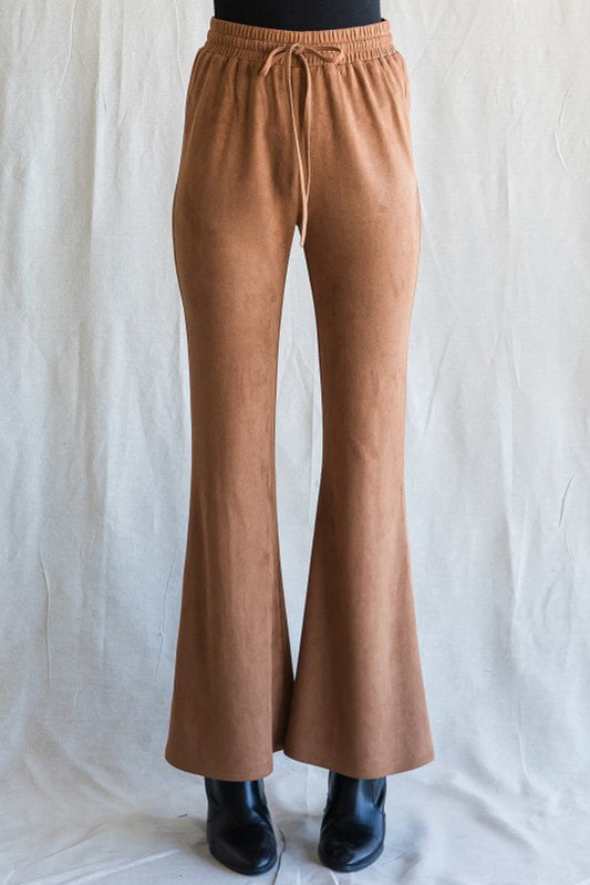 Faux Suede Flare Pants