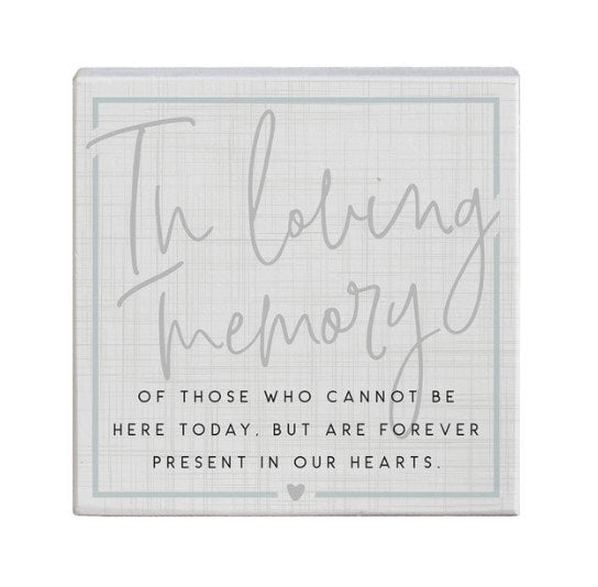 In Loving Memory Square Wood Block Sign