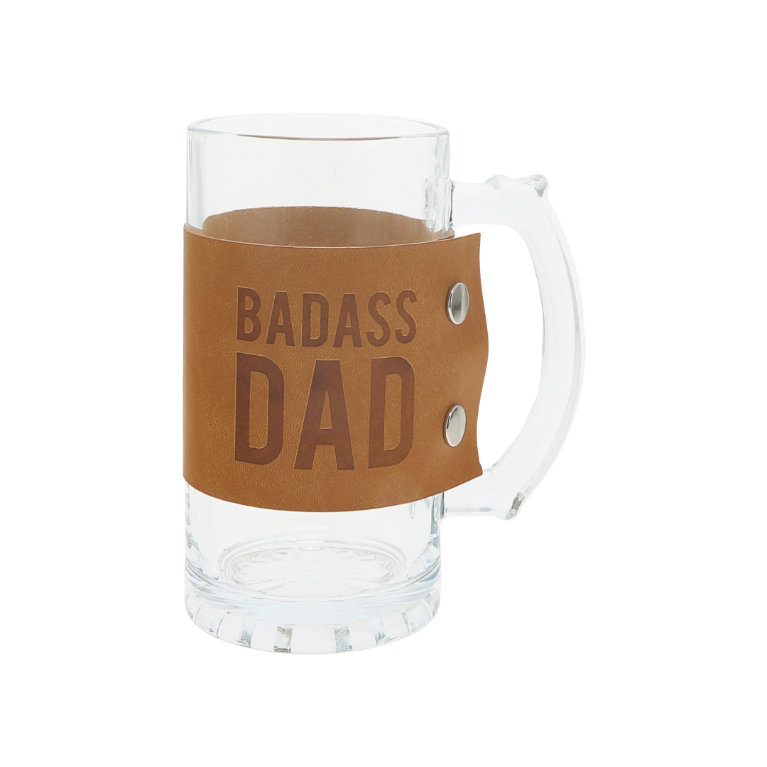 Men's 16oz Glass Mug with Leather Wrap