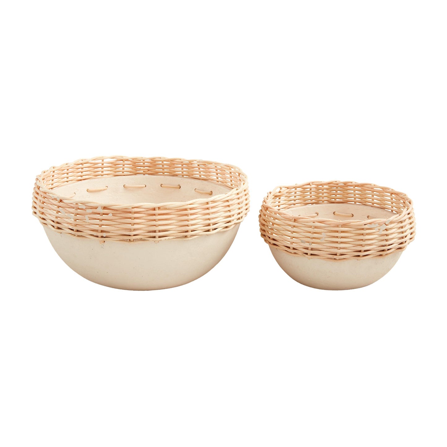 Mud Pie Paper Mache Rattan Bowls, Set of 2